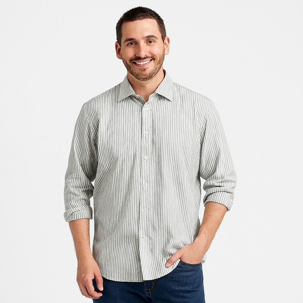 Peter Millar Men's Striped Gray Shirt Size XXL